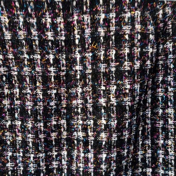 Bagatelle Collection Tweed A-Line Mini Skirt-Large-Metallic Tinsel-Rainbow-Lined - Picture 4 of 7